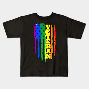 Veteran LGBT Gay Pride  American Flag Military Kids T-Shirt